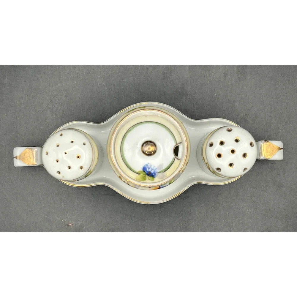 Vtg Noritake Porcelain Condiment Set‎ Japan Hand Painted Salt Pepper Jam Sugar